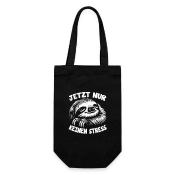 Faultier jetzt nur keinen Stress lustiger Spruch - Geschenkbeutel für Flaschen - Schwarz - Vorne