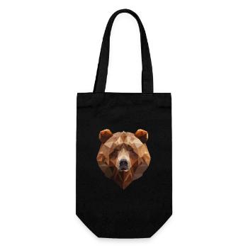 Brown Bear | Low Poly Art Logo Design - Gift Bag for Bottles - black - Front