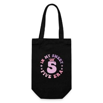 In My Sweet Five Ära 5. Geburtstag Groovy Retro 5. - Geschenkbeutel für Flaschen - Schwarz - Vorne