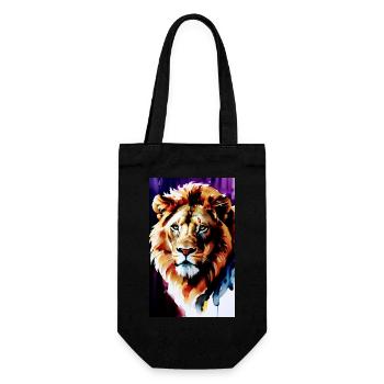 Watercolour Lion's Head - Gift Bag for Bottles - black - Front