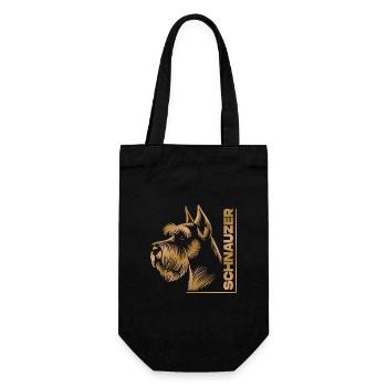 Schnauzer Portrait Zeichnung Kopf gold - Geschenkbeutel für Flaschen - Schwarz - Vorne