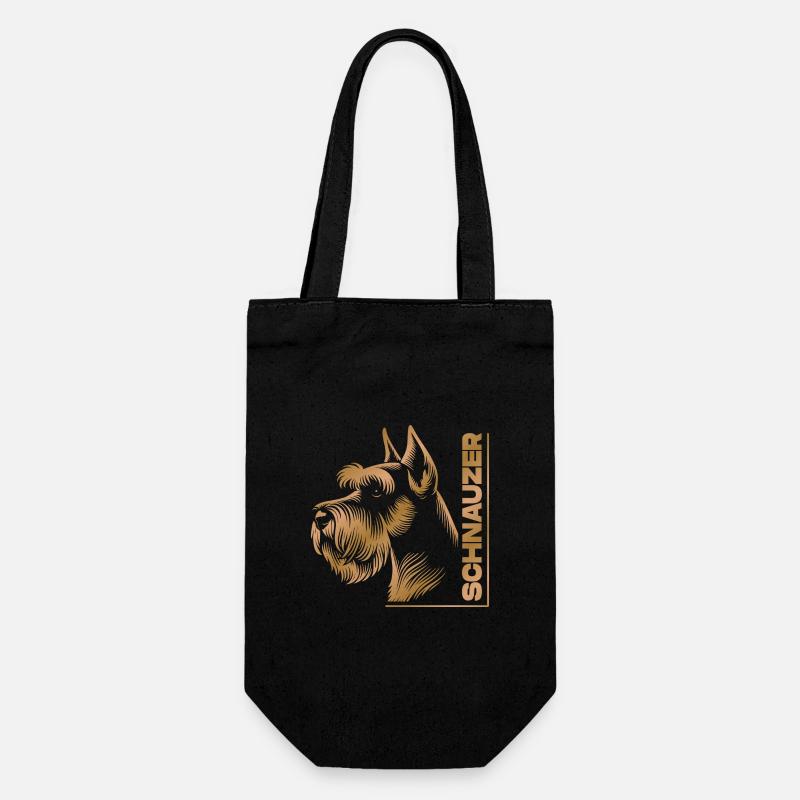Portrait de Schnauzer dessin tête or - Sac à bouteille - noir
