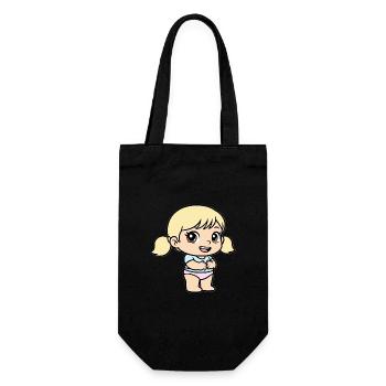 Petite fille cartoon blonde pastel - Sac à bouteille - noir - Devant
