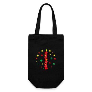 Adventskerzen in rot mit vielen Sternen. - Geschenkbeutel für Flaschen - Schwarz - Vorne