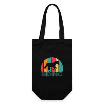 Pferde Reiter Retro Vintage Design - Geschenkbeutel für Flaschen - Schwarz - Vorne