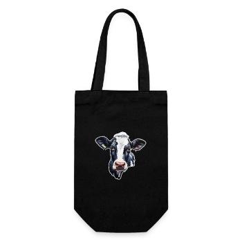 Kuh Holstein-Friesian - Geschenkbeutel für Flaschen - Schwarz - Vorne