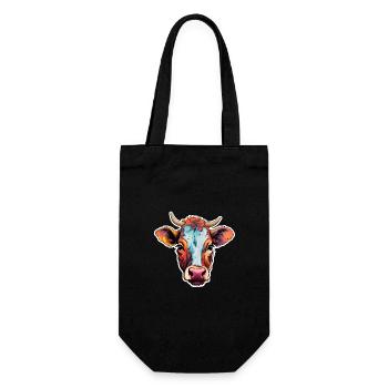 Tête de vache colorée - Sac à bouteille - noir - Devant