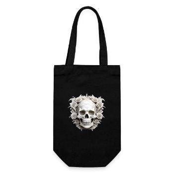 Dunkle Gothic Totenkopf Rosen Kunst Grafik Mode - Geschenkbeutel für Flaschen - Schwarz - Vorne