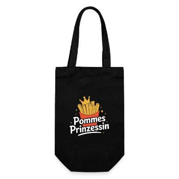Pommes Frites Fritten Fast Food - Geschenkbeutel für Flaschen - Schwarz - Vorne