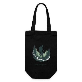 Hiking is My Therapy – Nature & Forest - Gift Bag for Bottles - black - Front