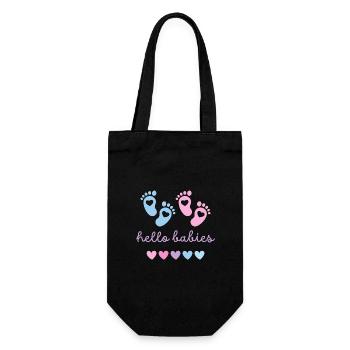 hello babys blau rosa - Geschenkbeutel für Flaschen - Schwarz - Vorne