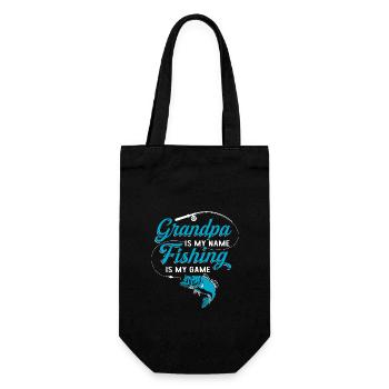 Opa ist mein Name Angeln ist mein Spiel - Geschenkbeutel für Flaschen - Schwarz - Vorne