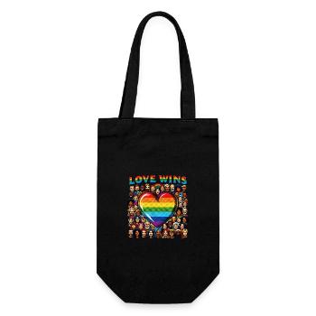 Love Wins Rainbow Heart LGBT Pride Design - Geschenkbeutel für Flaschen - Schwarz - Vorne