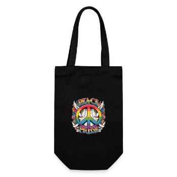 Peace Love Pride Rainbow Design - Geschenkbeutel für Flaschen - Schwarz - Vorne