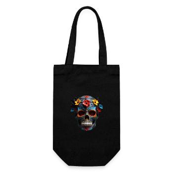 Motif de crâne de sucre floral vibrant - Sac à bouteille - noir - Devant