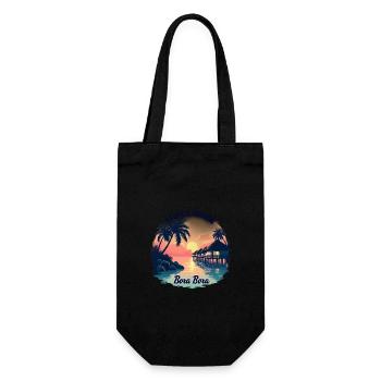 Tropical Paradise Bora Bora Sunset by the Beach - Gift Bag for Bottles - black - Front
