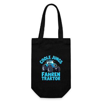 Coole Jungs fahren Traktor - Geschenkbeutel für Flaschen - Schwarz - Vorne