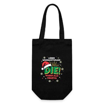 Lieber Weihnachtsmann, Unartig? Weihnachtsshirt - Geschenkbeutel für Flaschen - Schwarz - Vorne