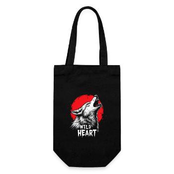 Wolf Design Backprint – Rot und Weiß Kunstmotiv - Geschenkbeutel für Flaschen - Schwarz - Vorne