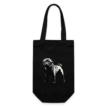 Mops Pug - Pet Dog Sticker - Geschenkbeutel für Flaschen - Schwarz - Vorne