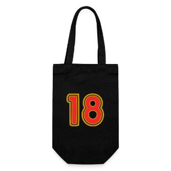 18. 18 JAHRE ALT. 18-JÄHRIGES JUBILÄUM. GEBURTSTAG 18 JAHRE. - Geschenkbeutel für Flaschen - Schwarz - Vorne