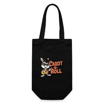 Cartoon-Kaninchen spielt Gitarre mit Sonnenbrille - Geschenkbeutel für Flaschen - Schwarz - Vorne
