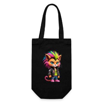 Punk Cat - Geschenkbeutel für Flaschen - Schwarz - Vorne