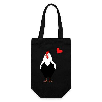 Proud Rooster Rooster with Heart Balloon - Gift - Gift Bag for Bottles - black - Front