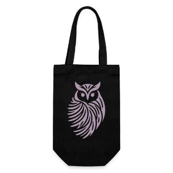 Minimalistische Eule Abstrakte Silhouette - Geschenkbeutel für Flaschen - Schwarz - Vorne