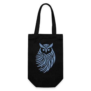 Minimalistische Eule Abstrakte Silhouette - Geschenkbeutel für Flaschen - Schwarz - Vorne
