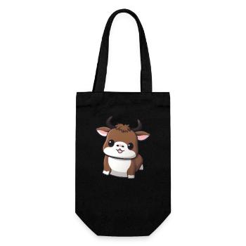 Cute Cow, Bull, Ox, Buffalo Illustration - Gift Bag for Bottles - black - Front