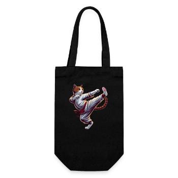Cool karate cat in cartoon style - Gift Bag for Bottles - black - Front