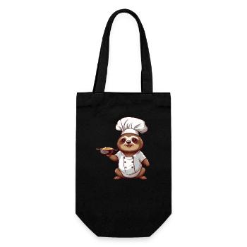Cute Sloth Comic Chef with Chef's Hat Design - Gift Bag for Bottles - black - Front