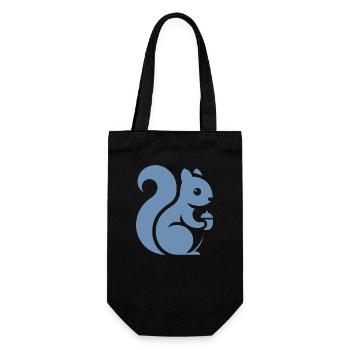 Minimalistische Eichhörnchen Silhouette mit Nuss - Geschenkbeutel für Flaschen - Schwarz - Vorne