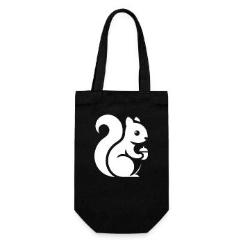 Minimalistische Eichhörnchen Silhouette mit Nuss - Geschenkbeutel für Flaschen - Schwarz - Vorne