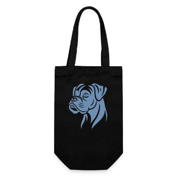 Hund Boxer Kopf Silhouette Minimalistisch - Geschenkbeutel für Flaschen - Schwarz - Vorne