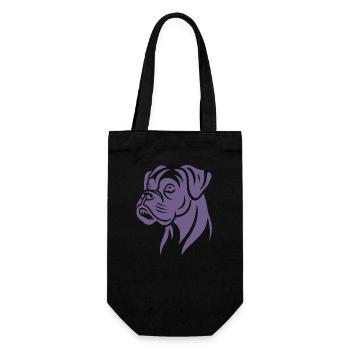 Hund Boxer Kopf Silhouette Minimalistisch - Geschenkbeutel für Flaschen - Schwarz - Vorne