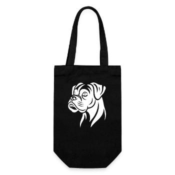 Hund Boxer Kopf Silhouette Minimalistisch - Geschenkbeutel für Flaschen - Schwarz - Vorne