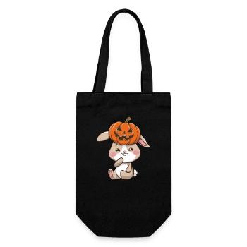 Mignon Halloween Lapin Citrouille Dessin Animé Octobre - Sac à bouteille - noir - Devant