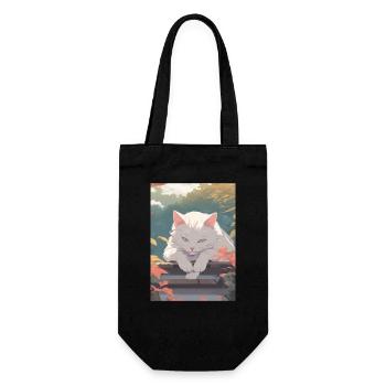 Peaceful Cat, 90s Anime Style - Gift Bag for Bottles - black - Front