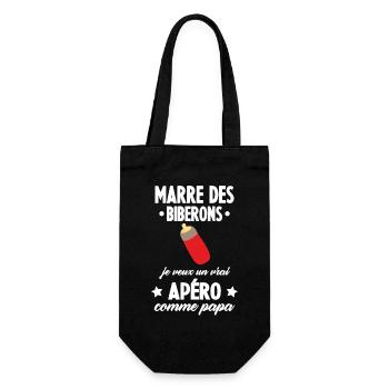 Marre des biberons, cadeau naissance, grossesse - Sac à bouteille - noir - Devant