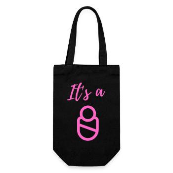 Baby Announcement Pregnancy - Girl - Surprise - Gift Bag for Bottles - black - Front