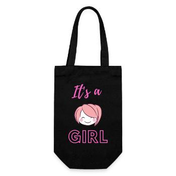 Baby Announcement Pregnancy - Girl - Surprise - Gift Bag for Bottles - black - Front
