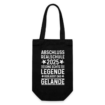 Abschluss Realschule 2025 Legende verlässt Gelände - Geschenkbeutel für Flaschen - Schwarz - Vorne