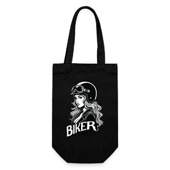 Motorradfahrerin Motorrad Frau - Geschenkbeutel für Flaschen - Schwarz - Vorne