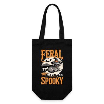 Niedlicher Waschbär als Hexe Feral and Spooky - Geschenkbeutel für Flaschen - Schwarz - Vorne