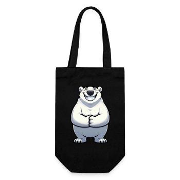 Zufriedener Eisbär Comic Nordpol Stolz Cool - Geschenkbeutel für Flaschen - Schwarz - Vorne