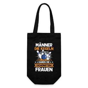 Kegeln Kegler Kegel Männer Kegelbahn Kegeltour - Geschenkbeutel für Flaschen - Schwarz - Vorne
