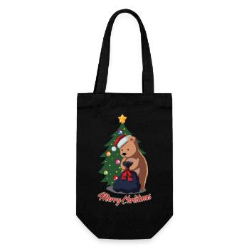 Ours polaire de Noël - Drôle de cadeau d’animal mignon de Noël - Sac à bouteille - noir - Devant