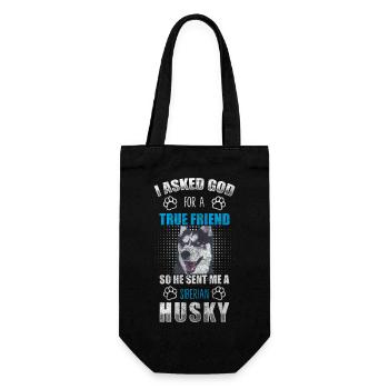 Husky Hunderasse Rassehund - Geschenkbeutel für Flaschen - Schwarz - Vorne
